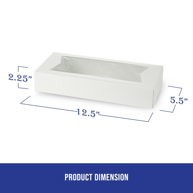 MT Products 12.5" x 5.5" x 2.25" White Bakery Boxes with Window - Pack of 15 gallery