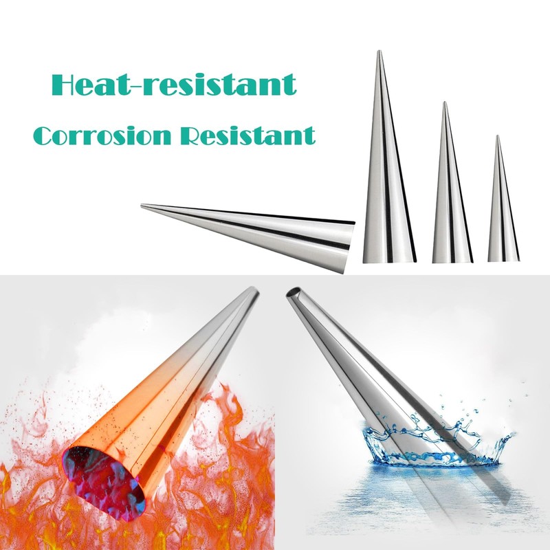 6 Pcs Horn Cannoli Tubes,Non-Stick Cream Horn Cones Tubes Stainless Steel Con... gallery