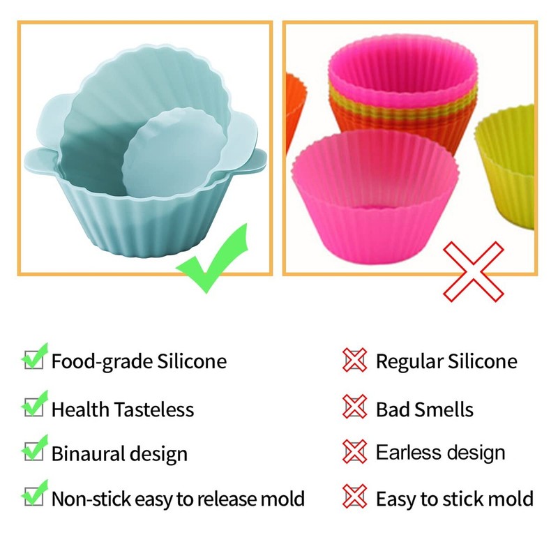Silicone Cupcake Baking Cups 24 Pack Upgraded Reusable Muffin Liners Non-stic... gallery