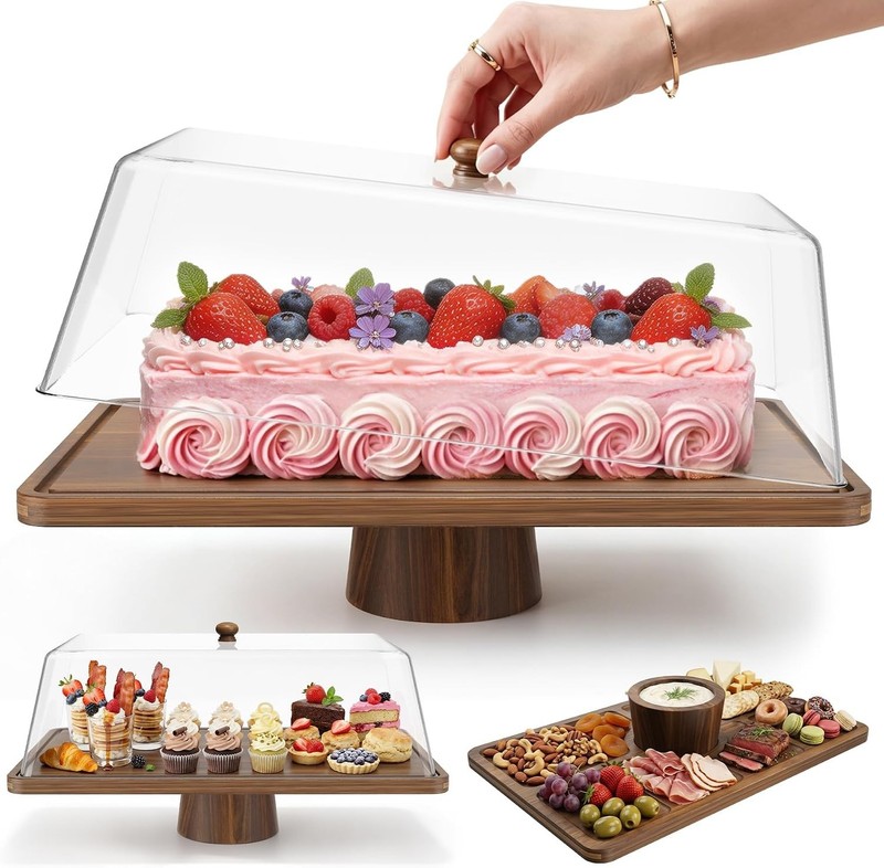 Stylish 16" Acacia Cake Stand and Charcuterie Board - Perfect for Entertaining gallery