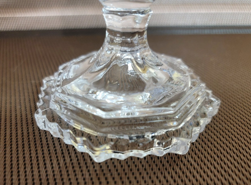 Vintage American Brilliant Crystal Saw Tooth Edge Cake Plate Pedestal 7.5" MCM gallery