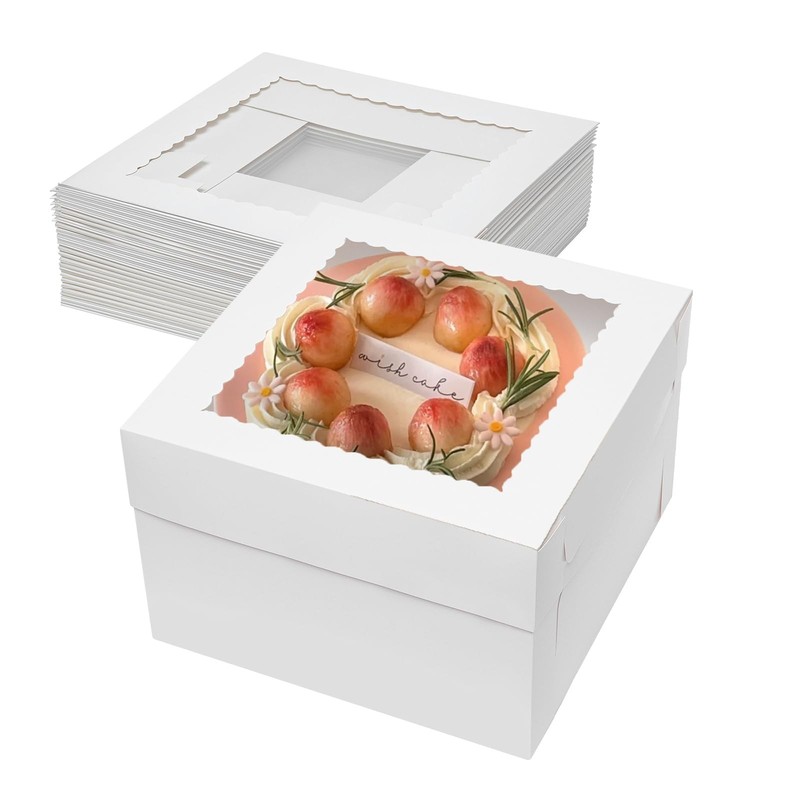 10pcs Cake Boxes 10 Inch 10x10x8 Tall Cake Boxes With Window For Tier Baking Dis