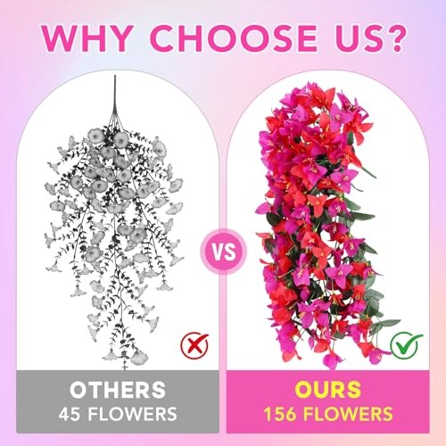 Artificial Bougainvillea Flowers for Outdoor Plant,2 pcs Faux 2p Multiple Red gallery