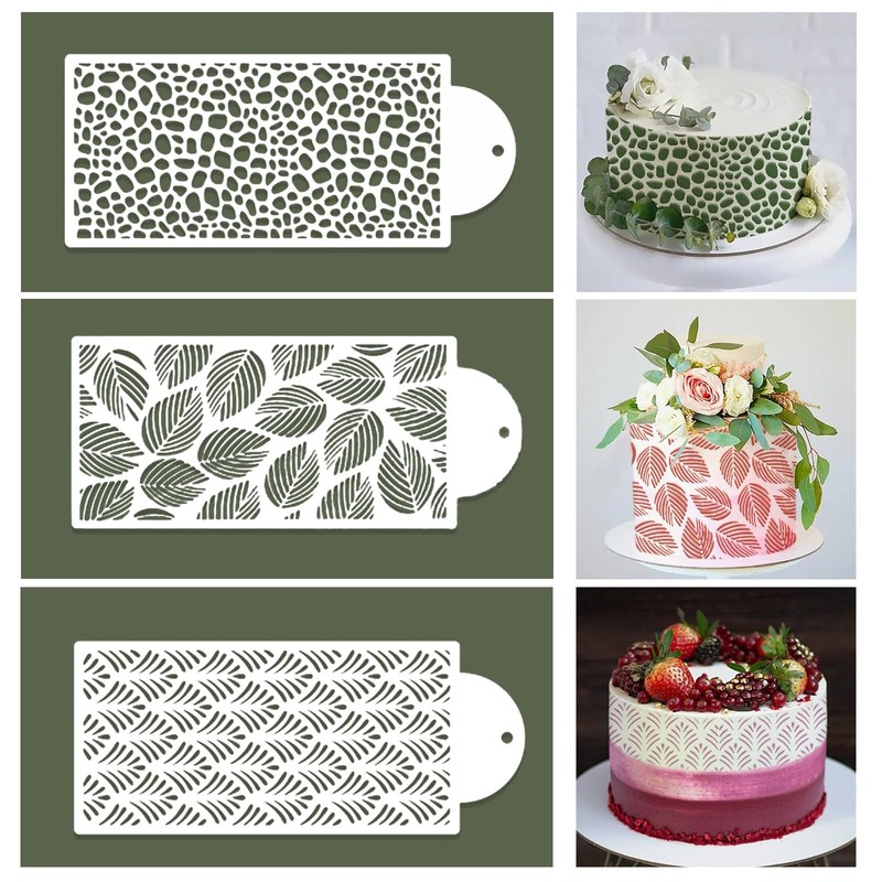 Cake Stencils Templates Floral Leaf Lace Leopard Wedding Icing 12 PCS Decor gallery