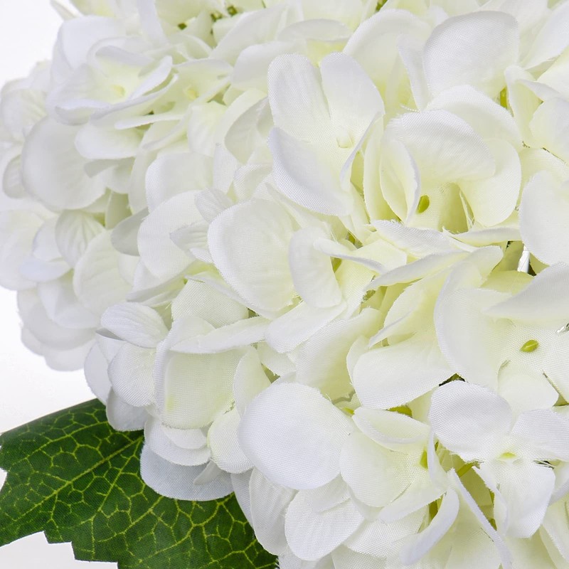 Hollyone Hydrangea Artificial Flowers Vase White Silk Fake Flowers Arrangements gallery