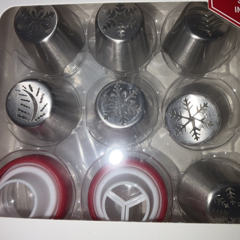 Christmas Cake Decorating Tips,Piping bags,Couplers-Snowflakes, Holly & Tree-New gallery