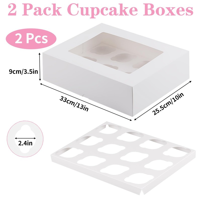 Cupcake Boxes 2 Pack Disposable Cupcake Containers Food Grade Cupcake Carrier 12 gallery