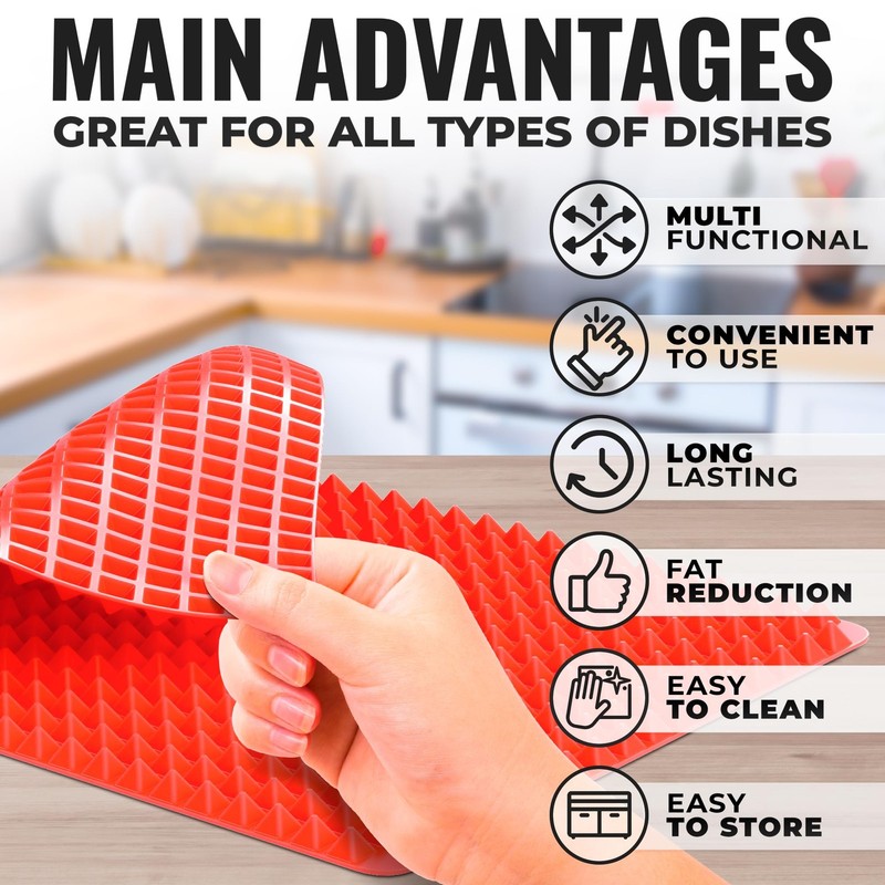 16x11.42" Non-Slip Red Pyramid Baking Mat - Easy to Clean 16"L x 11.4"W, gallery