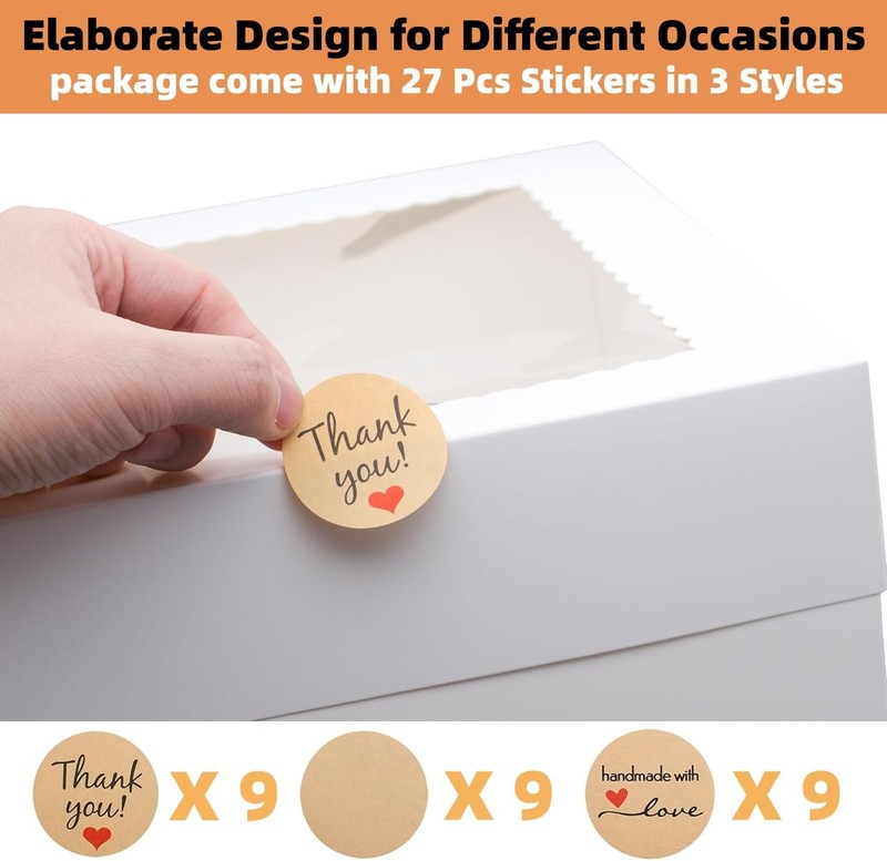 3 Sets Cake Boxes With Window 12x12x10 Inches White Bakery Containers Boards gallery
