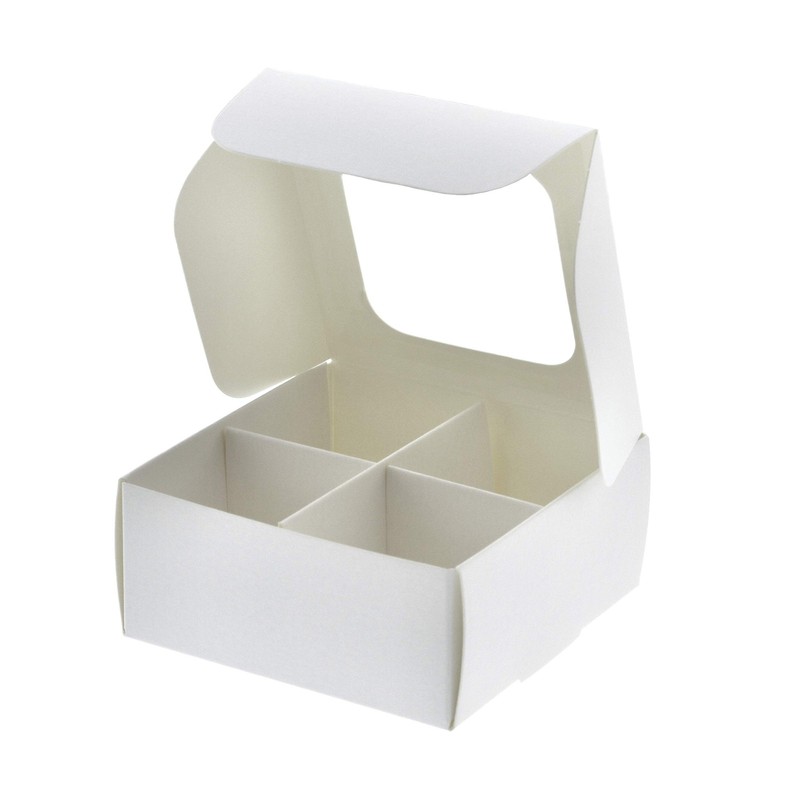 20 PCS 3.5 x 3.5 x 1.6 Inch Treat Boxes Windows Dividers Candy Bakery Packaging gallery