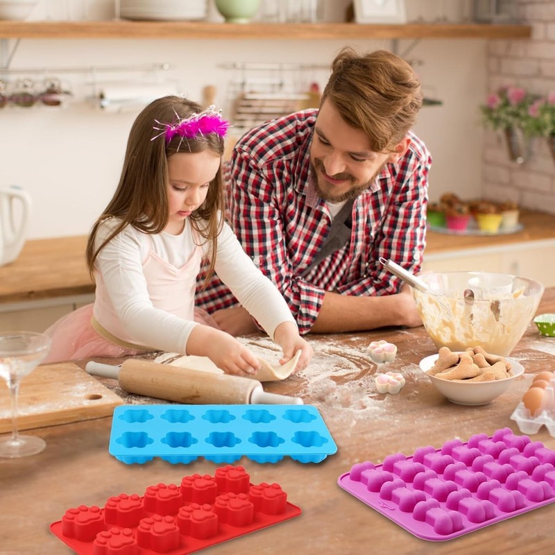 6PCS Silicone Molds Puppy Dog Paw and Bone, Elegant Chocolate Molds for Baking gallery
