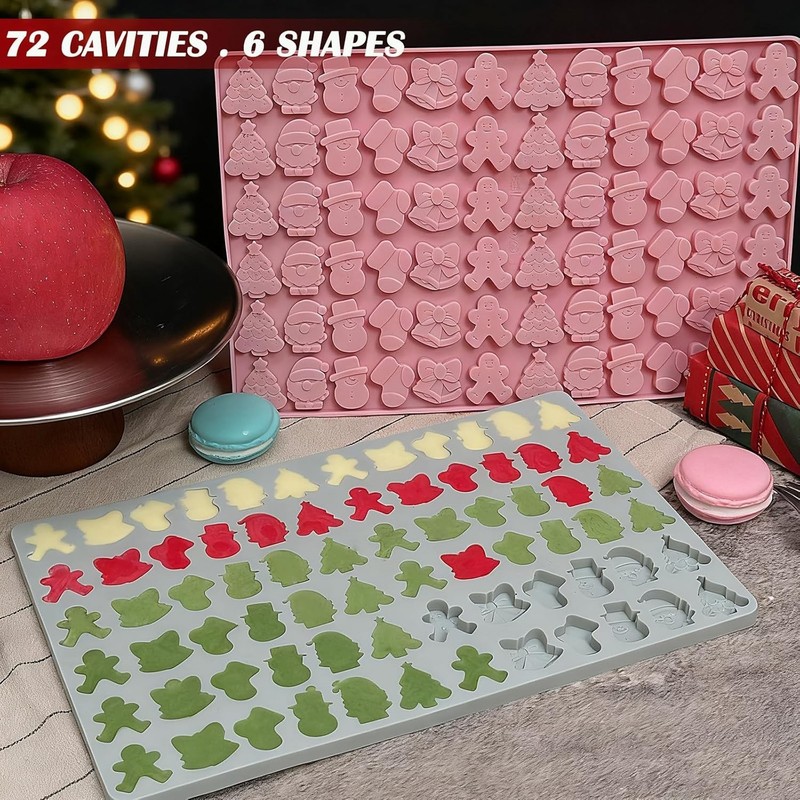 Mini Christmas Candy Molds, Silicone 72 Cavity Chocolate Mold, Tree Santa Snowma gallery