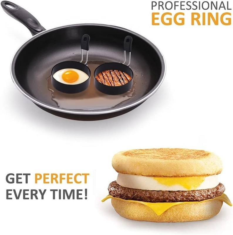 Paquete De 4 Anillos Para Huevos, Acero Inoxidable, Moldes Para Hacer Huevos NEW gallery