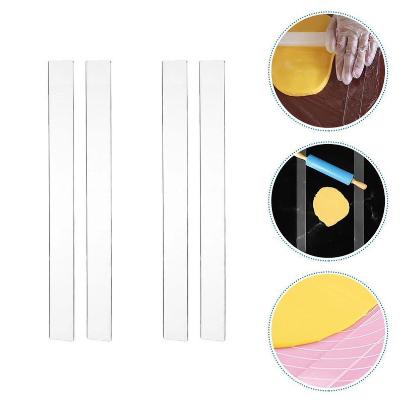 2 Pairs Acrylic Dough Rolling Pin Measuring Guides Thickness Strips for Baking gallery