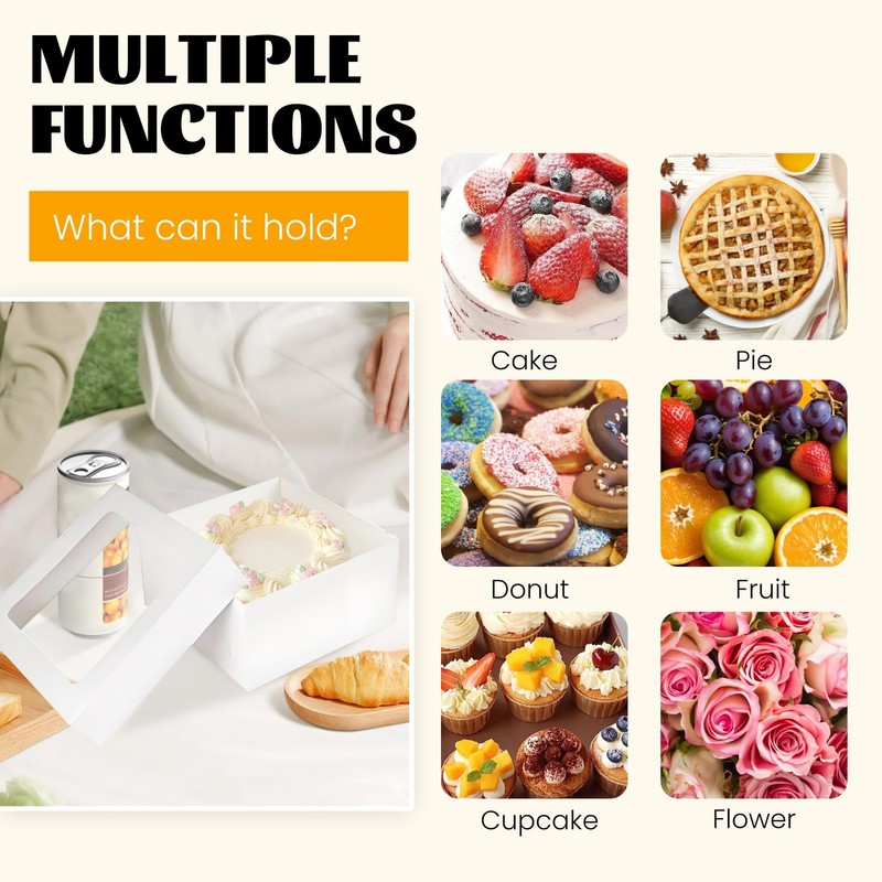 20Pcs Cake Boxes with Window and Cake Boards White Bakery Boxes for Cakes Gif... gallery