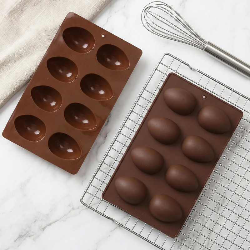 8-Cavity Easter Egg Shape Silicone Molds, 2Pcs Food-Grade Baking Supplies for DI gallery