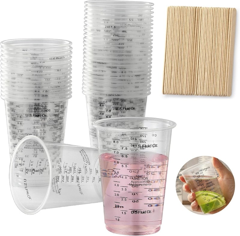 Measuring Mixing Cups 8oz Disposable Clear Plastic Resin Epoxy Paint Cups 40pcs gallery