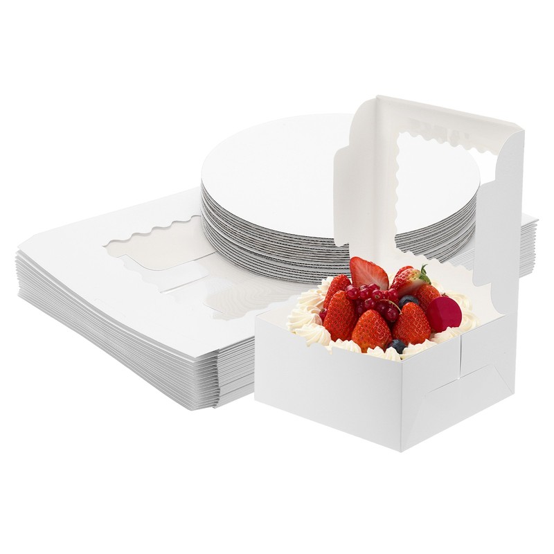 18 Pcs 10 x 10 x 5 Inch Cake Boxes with Window, White