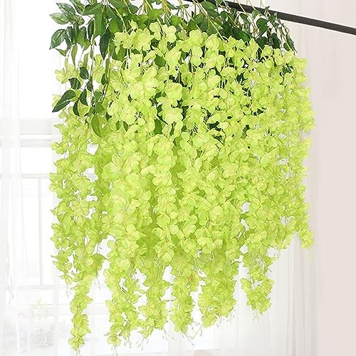 12 Pack Wisteria Hanging Flowers Garland, 3.77 Feet Artificial 12 PCS Green gallery