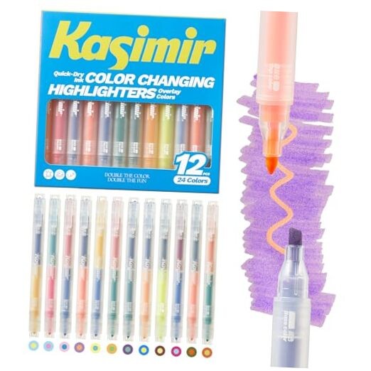 Dual Tip Highlighters Coloring Changing Markers – No Bleed Bible 24 Colors