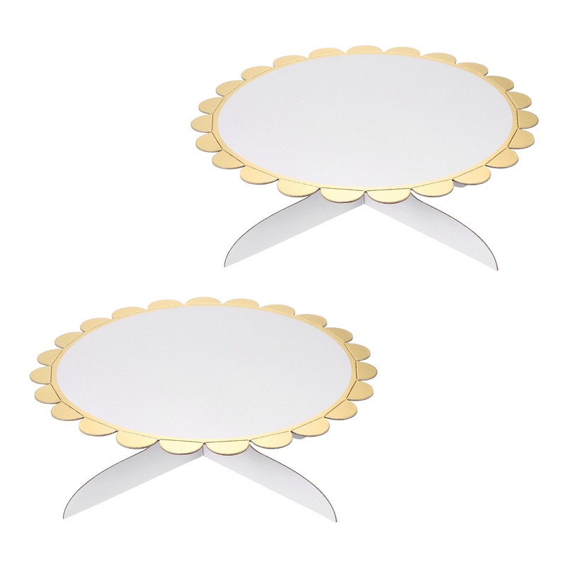 2 Pcs 1-Tier Cardboard Cake Stand Holder, 13 Inch Round Cupcake Stand, White
