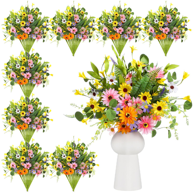 Thiccywoov 12 Bundles Wildflowers Artificial Flowers Outdoor Spring Fake