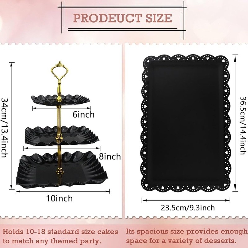 3 Pack Cake Stand Serving Trays Parties Dessert Display Indoor Outdoor Use gallery