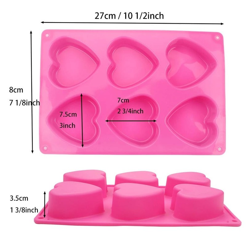 BAKER DEPOT 6 Holes Heart Shaped Set of 2 Silicone Mould gallery