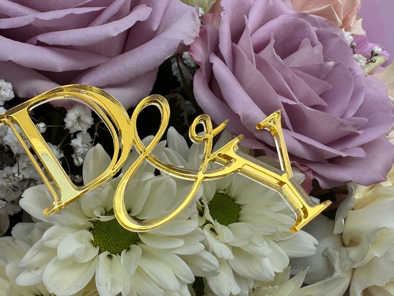 Personalised Acrylic Wedding Cake Charm 2 Custom Initials Letter Couple Topper gallery