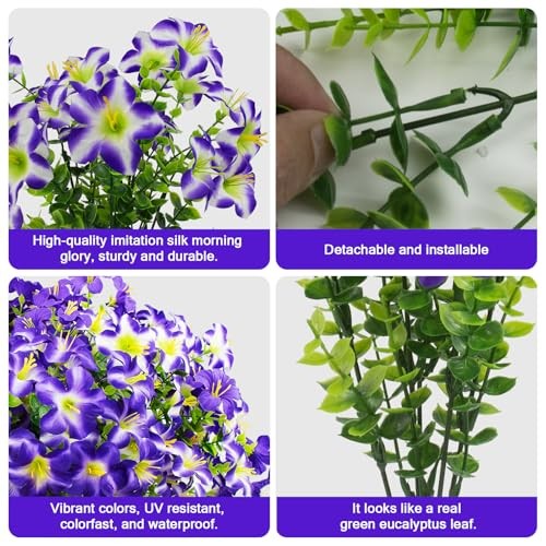 Pcs Faux Petunias Artificial Flowers for Outdoors, UV Resistant Fake 16 Purple gallery