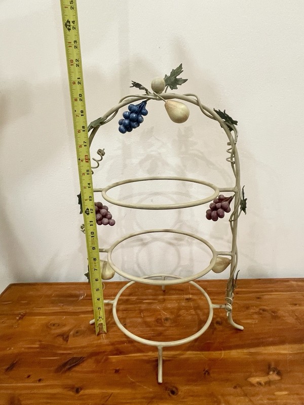 VTG Mikasa Wrought Iron 3-Tier Plate Stand Cake Dessert Grapevine Pear High Tea gallery
