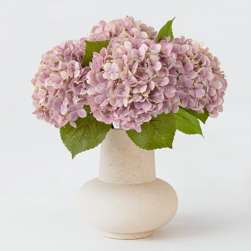 Zytuyo 4Pcs 20 Real Touch Hydrangea Artificial Flowers Light Pink Champagne