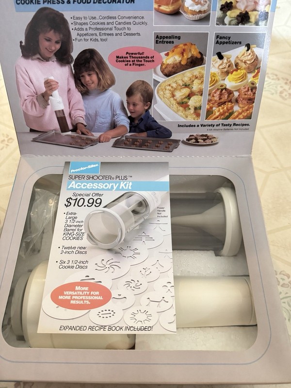 Proctor Silex Super Shooter Plus Cordless Cookie Press White Plastic Easy-Grip gallery