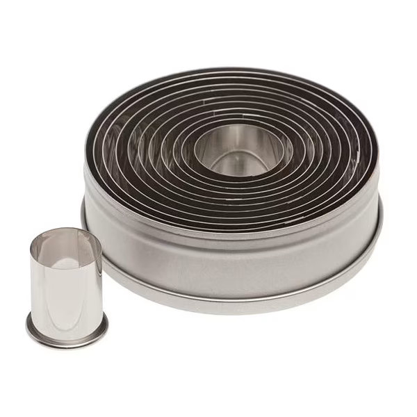 Ateco 5357 Stainless Plain Edge Round Biscuit Cutter Set - 11 / ST gallery