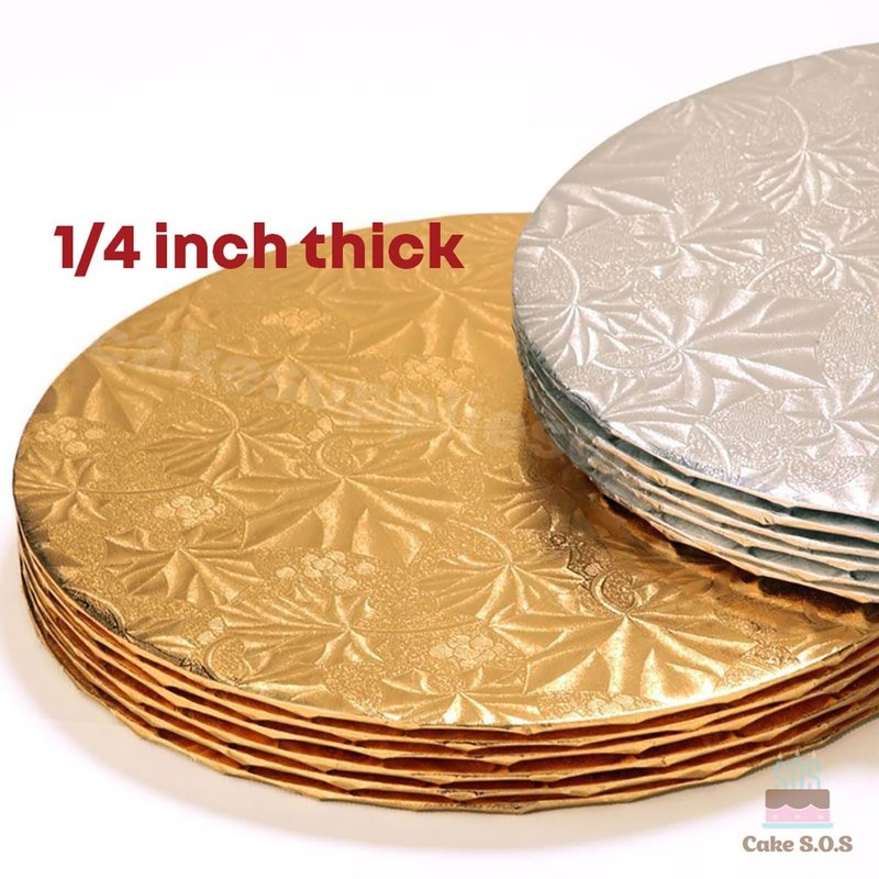 Gold Round Thin Cake Board Drums 10x1/4 Inch 12 PCS Sturdy Display Base gallery