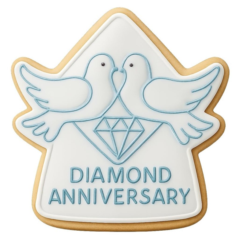 Diamond Anniversary Doves Cookie Cutter – 4×3.5″ Premium Party Design