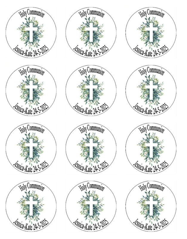 Holy Communion Cross Edible Icing Cupcake Toppers | 1st Communion Decorations gallery
