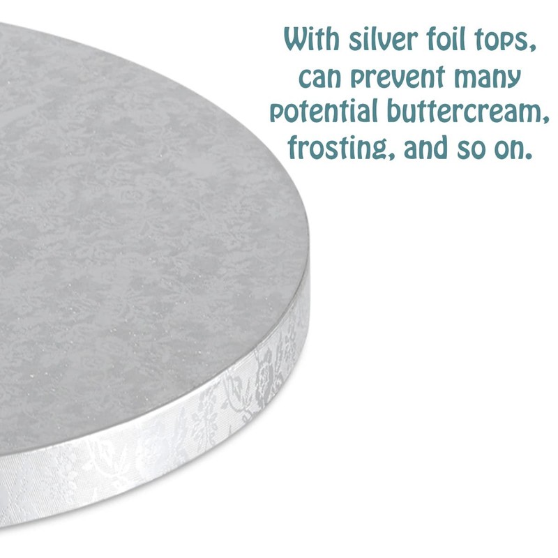 8 PCS Silver Round 14 Inch Cake Drums 1/2 Inch Thick Cardboard Base Board gallery