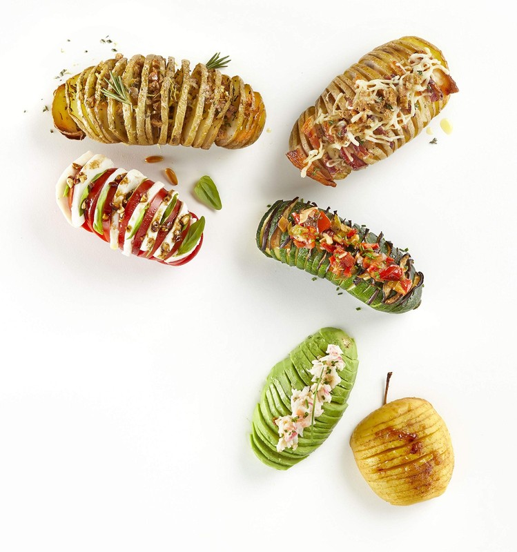 Hasselback Cutter (Terracotta Color) Thin Fan Shaped Slicer for Potatoes, Oni... gallery