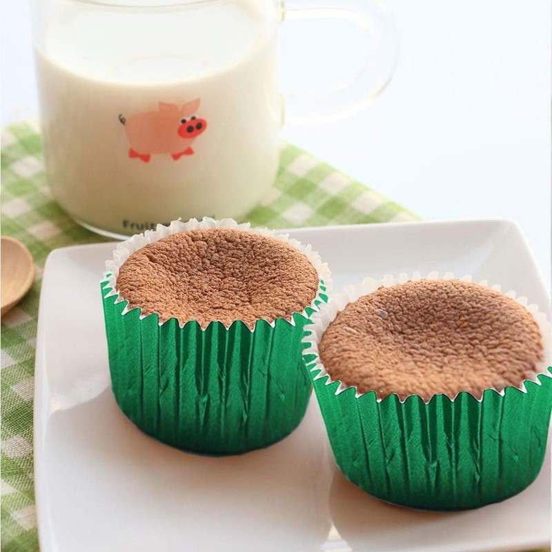 Cupcake Liners Green, Standard Size Green Foil Cupcake Liners Wrappers Metallic gallery