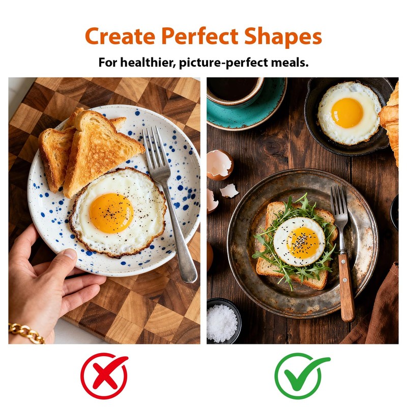 5pcs Egg Rings For Frying Eggs, Stainless Steel Crumpet Ring Mold Griddle Pan... gallery