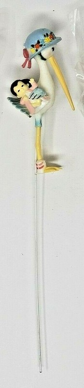 Vintage 1 Plastic Floral Picks Crafts Stork Baby Floral Pick New Blue