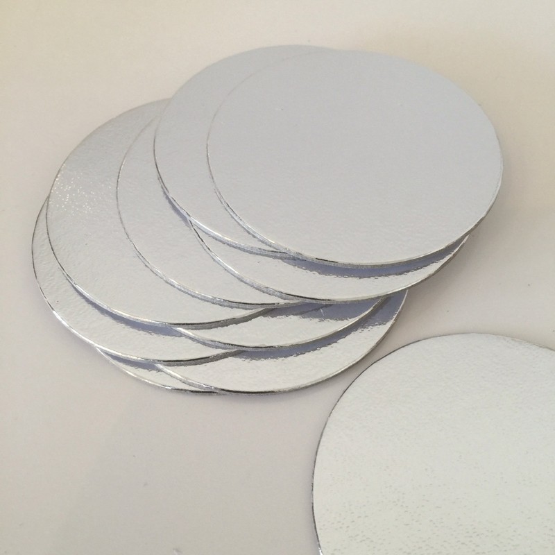 25 X 3" Inch (75mm) SILVER ROUND Thin Cut Edge Cake Cards Boards Culpitt
