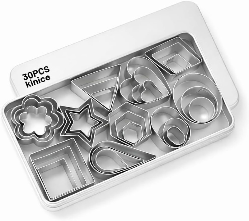 30 Pcs Mini Stainless Steel Cookie Cutters Set with Storage Box, Small Shape ... gallery