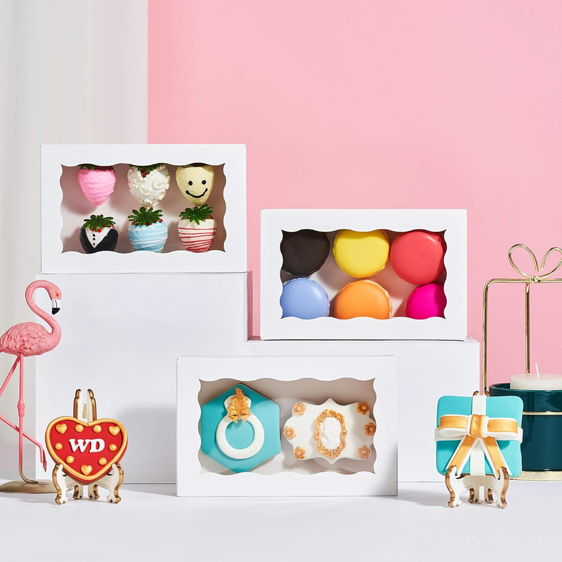 24 Pack 7 x 4 3/8 x 1 1/2 inches Cookies Boxes for 2, Auto-Popup Macaron Boxes f gallery