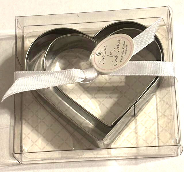 Kate Aspen Heart Cookie Cutter Set of 2 metal sizes 2″-2.5″ retired