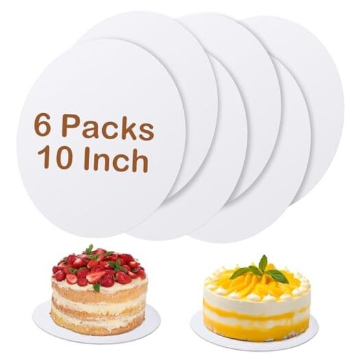 6 Pcs Cake Boards,White Cake Boards 10 inch Round,100%Food White-Circle-6PCS