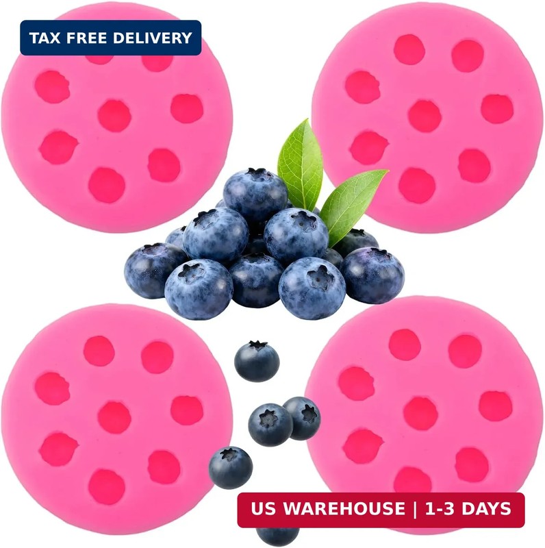 4PCS Blueberry Silicone Molds, Berry Series Silicone Mold for Making Chocolate C