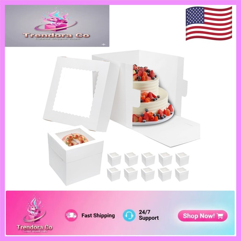 Disposable 10-Piece Cake Boxes with Clear Window – Ideal for Weddings & Parties