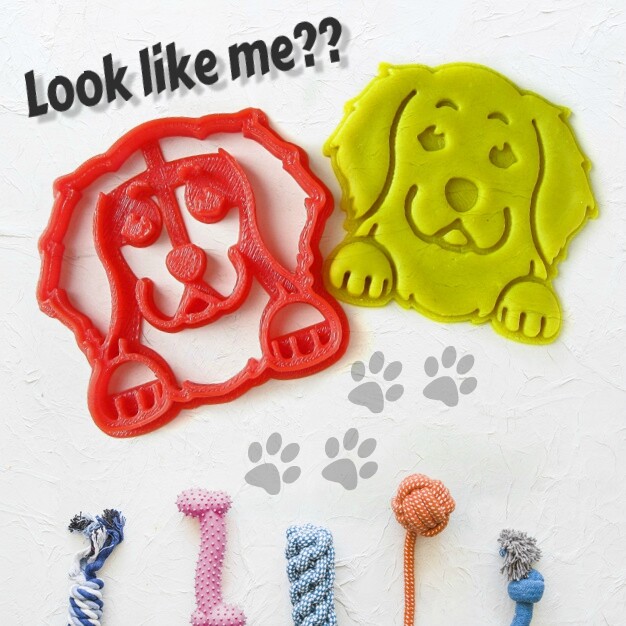 Golden Retriever Cute Dog Face Cookie Cutter, Smiley Puppy Portrait Cookie Stamp